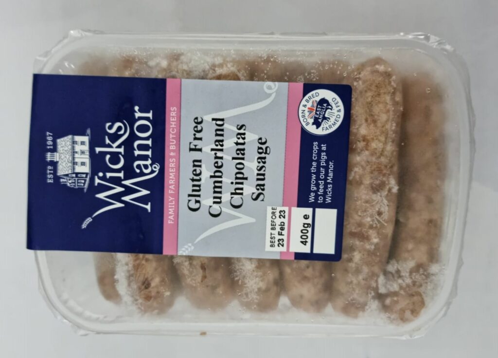 Cumberland Sausage Gluten Free x 400gr FB Imports